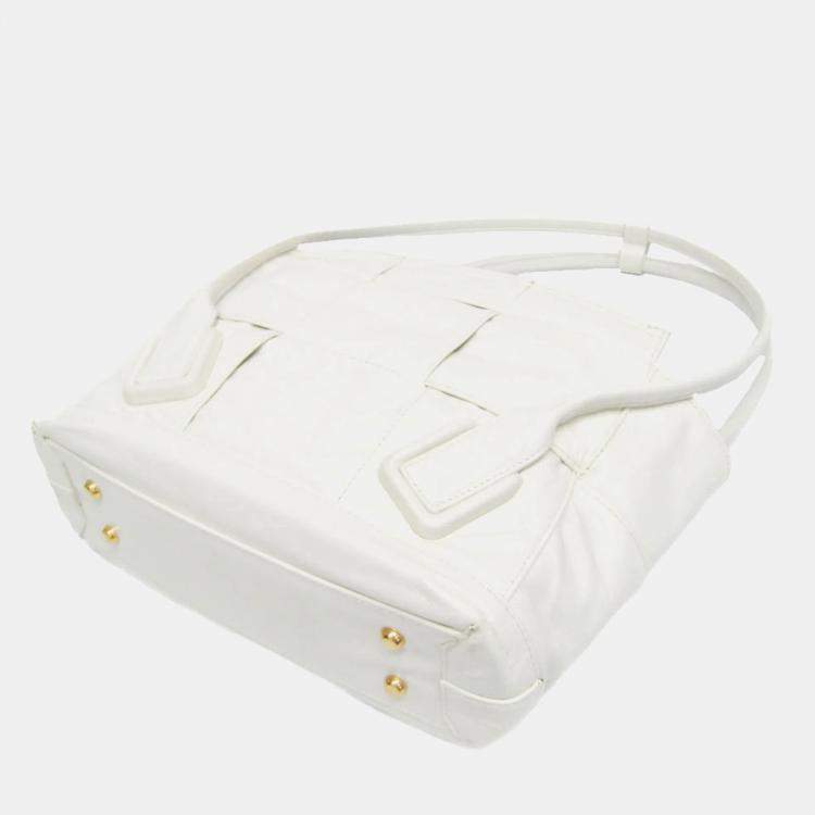 Pre Owned Bottega Veneta White Leather Mini The Arco Shoulder Bag