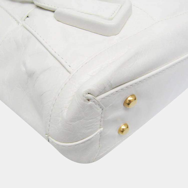 Pre Owned Bottega Veneta White Leather Mini The Arco Shoulder Bag
