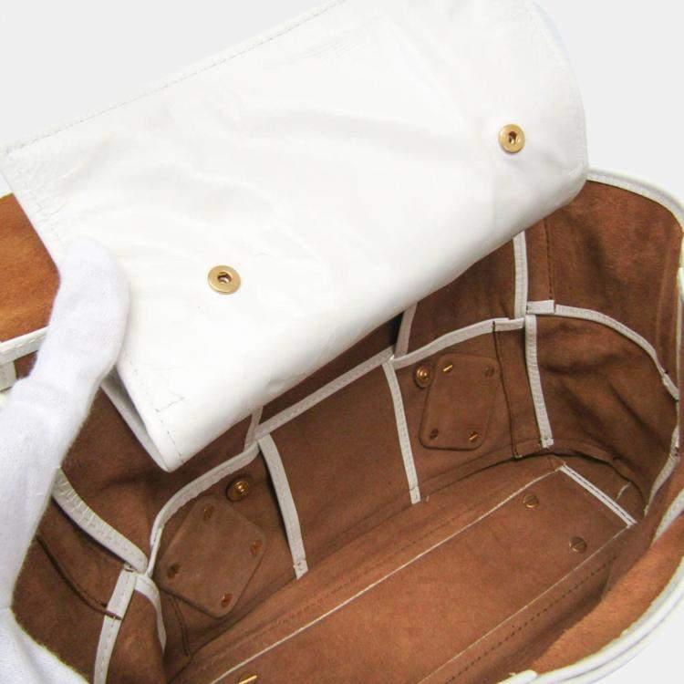Pre Owned Bottega Veneta White Leather Mini The Arco Shoulder Bag