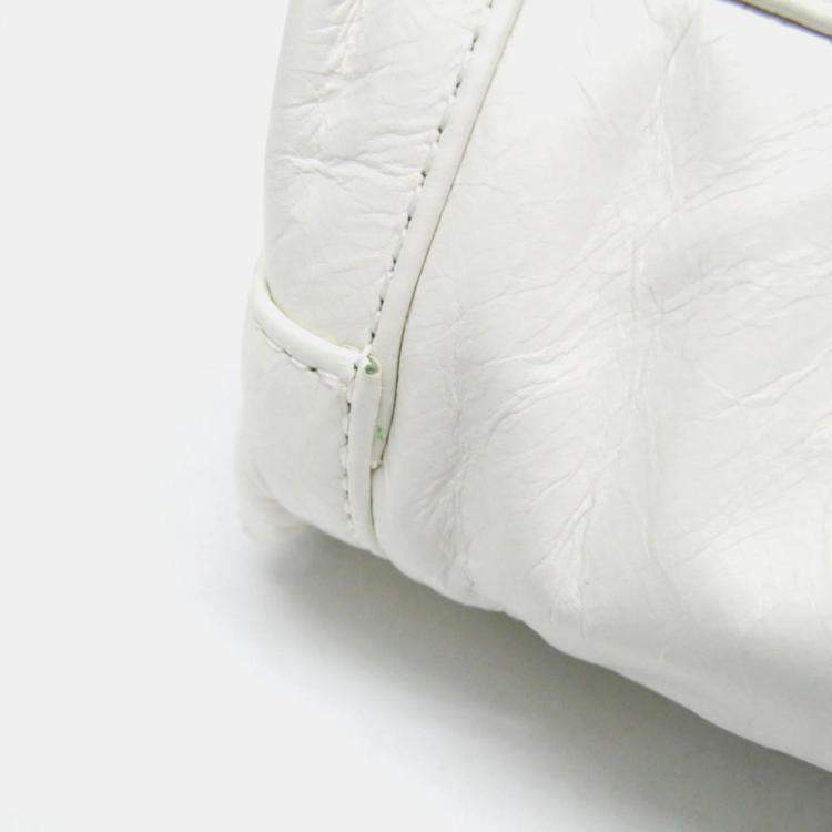 Pre Owned Bottega Veneta White Leather Mini The Arco Shoulder Bag