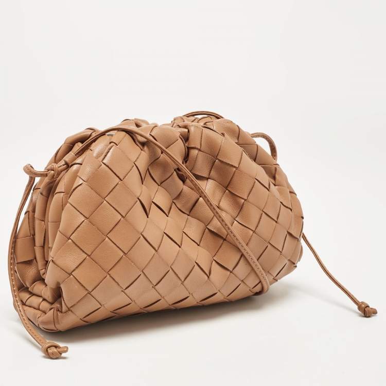 Pre Owned Bottega Veneta Brown Intrecciato Leather Mini The Pouch Bag
