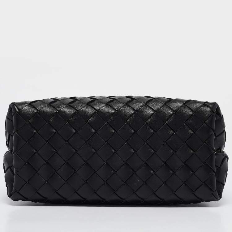 Pre Owned Bottega Veneta Black Intrecciato Leather Small Andiamo Top Handle Bag