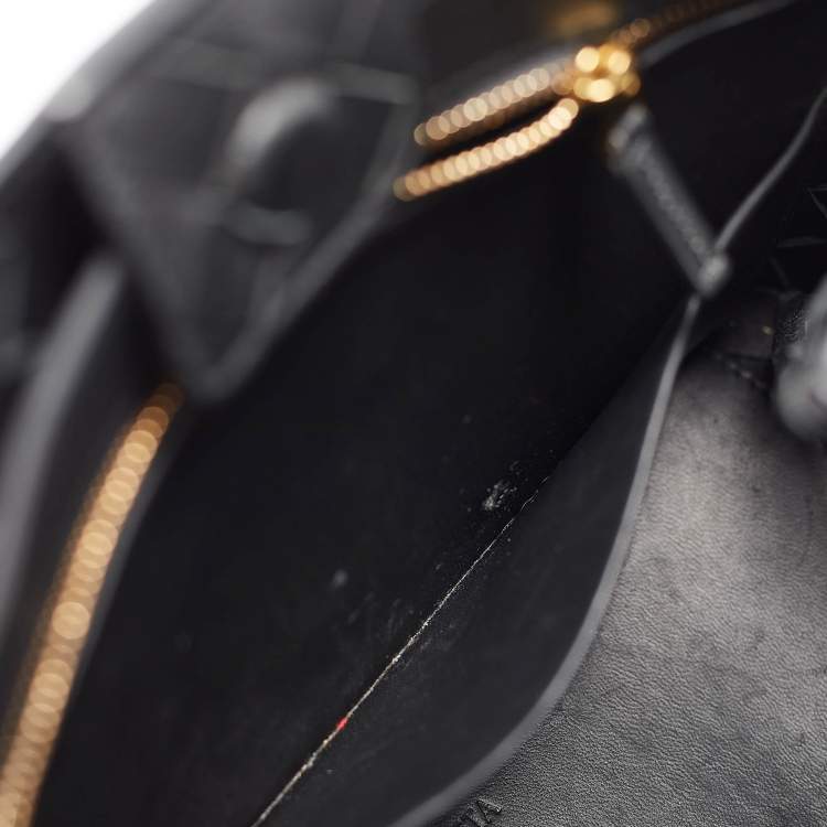 Pre Owned Bottega Veneta Black Intrecciato Leather Small Andiamo Top Handle Bag