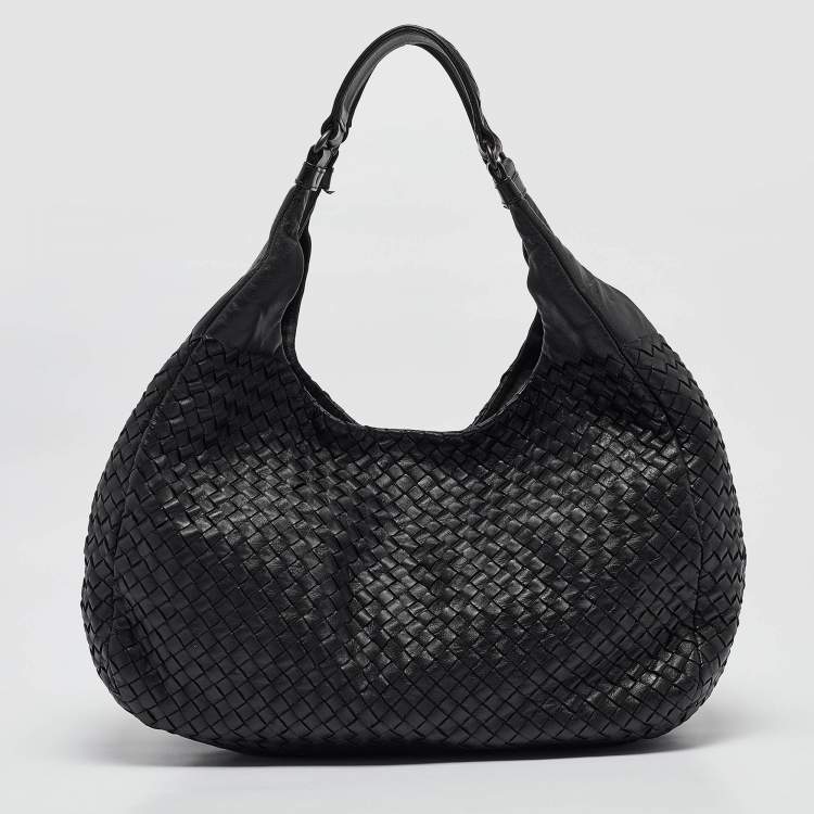 Pre Owned Bottega Veneta Black Intrecciato Leather Campana Hobo