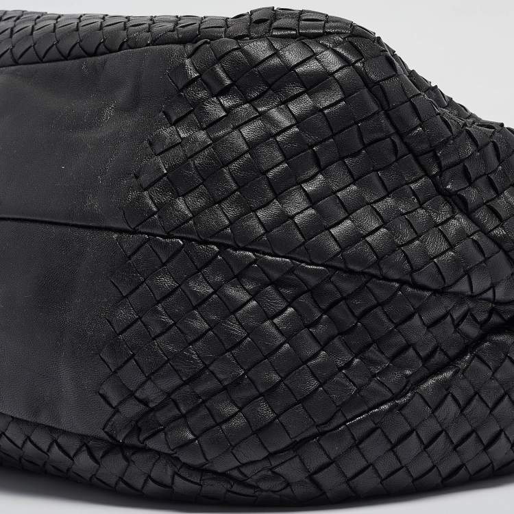 Pre Owned Bottega Veneta Black Intrecciato Leather Campana Hobo
