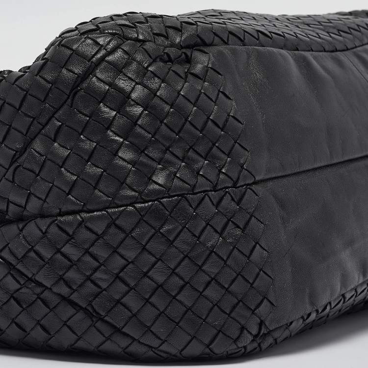 Pre Owned Bottega Veneta Black Intrecciato Leather Campana Hobo