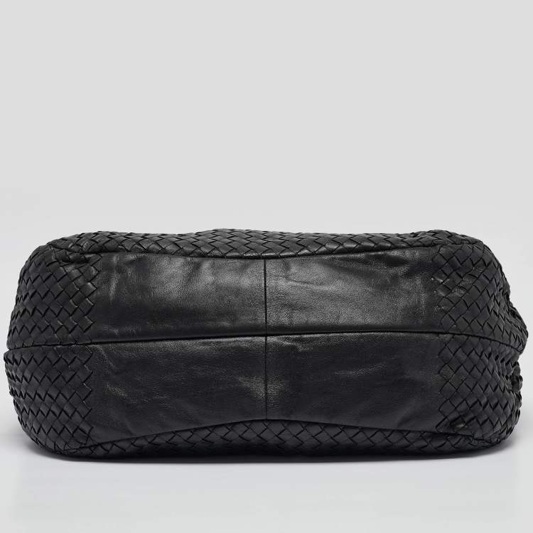 Pre Owned Bottega Veneta Black Intrecciato Leather Campana Hobo