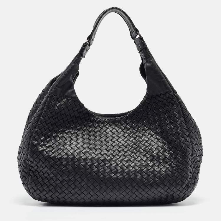 Pre Owned Bottega Veneta Black Intrecciato Leather Campana Hobo