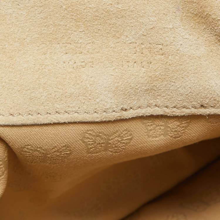 Pre Owned Bottega Veneta Light Beige Intrecciato Suede Shoulder Bag