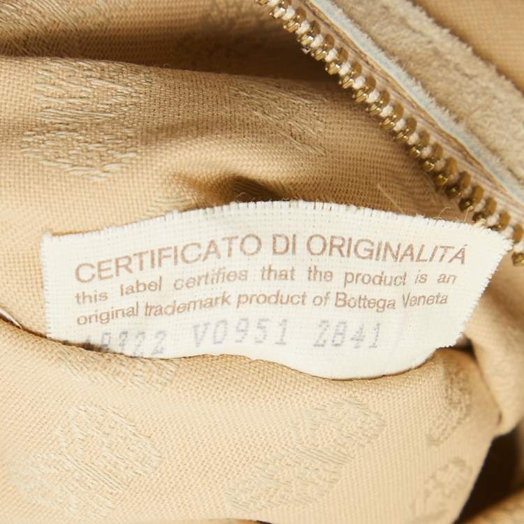 Pre Owned Bottega Veneta Light Beige Intrecciato Suede Shoulder Bag