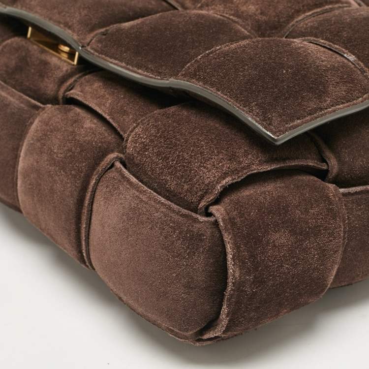 Pre Owned Bottega Veneta Dark Brown Suede Chain Cassette Shoulder Bag