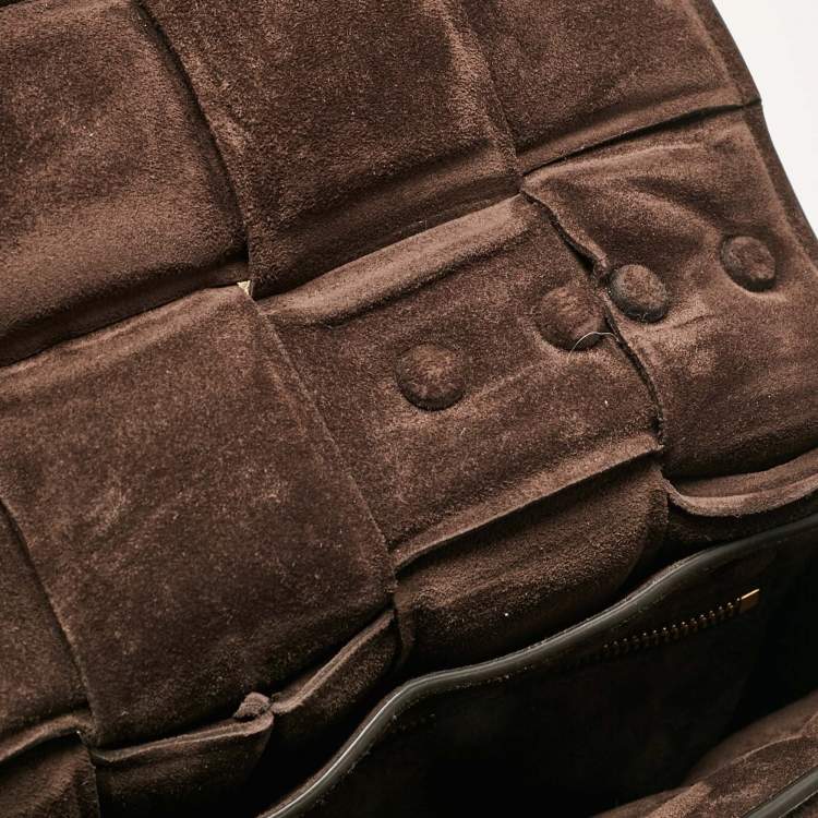 Pre Owned Bottega Veneta Dark Brown Suede Chain Cassette Shoulder Bag