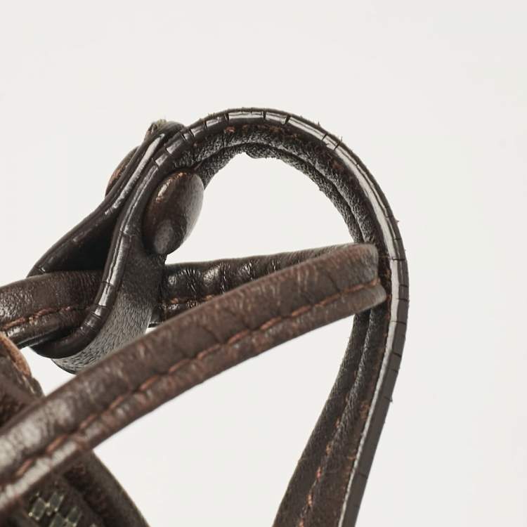 Pre Owned Bottega Veneta Dark Brown Intrecciato Leather Leather Nodini Crossbody Bag