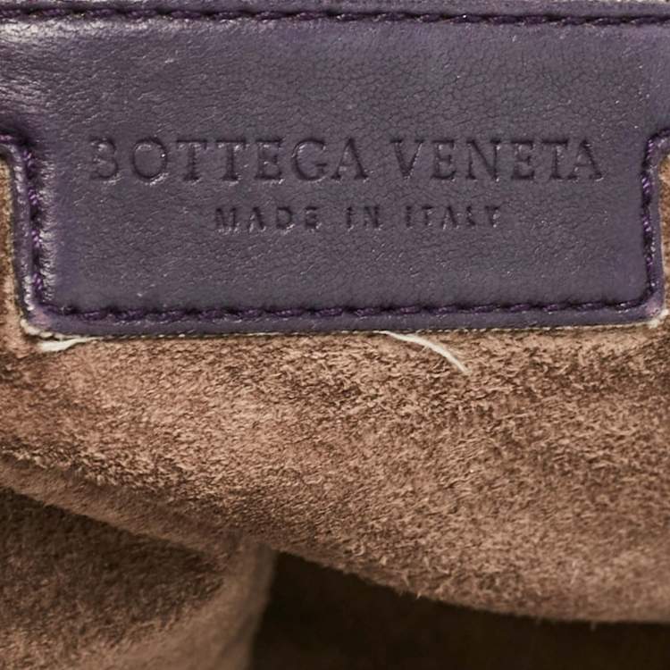 Pre Owned Bottega Veneta Purple Intrecciato Leather Large Pleated Veneta Hobo