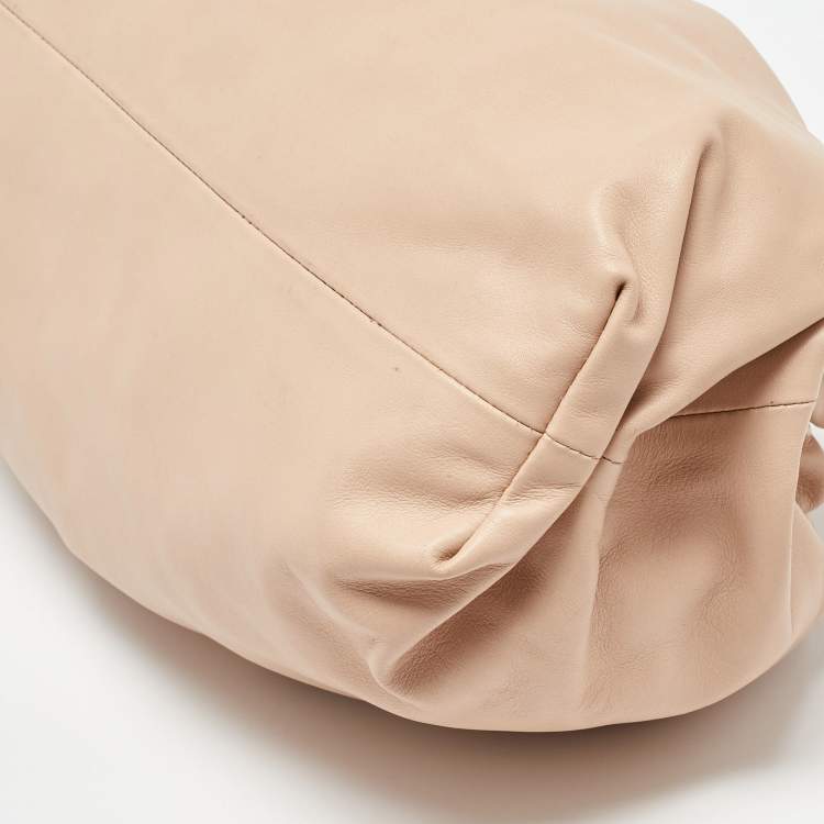 Pre Owned Bottega Veneta Beige Leather Classic Pouch Clutch