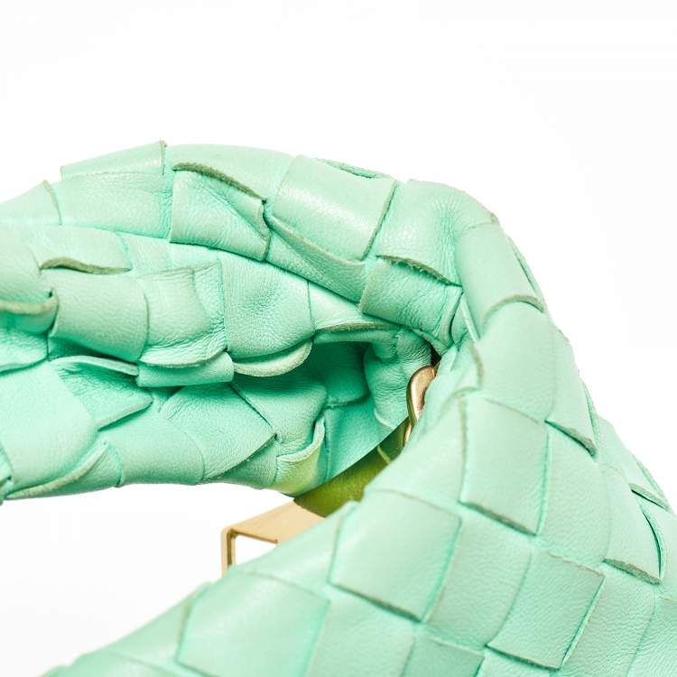 Pre Owned Bottega Veneta Light Green Leather Mini Jodie Hobo