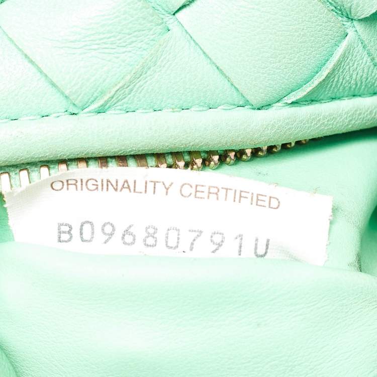 Pre Owned Bottega Veneta Light Green Leather Mini Jodie Hobo
