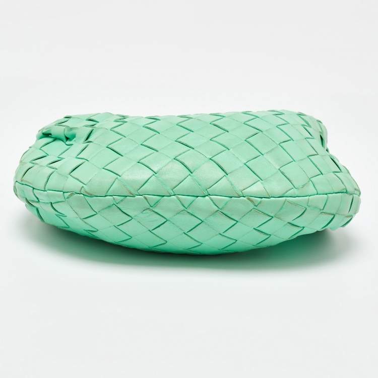 Pre Owned Bottega Veneta Light Green Leather Mini Jodie Hobo