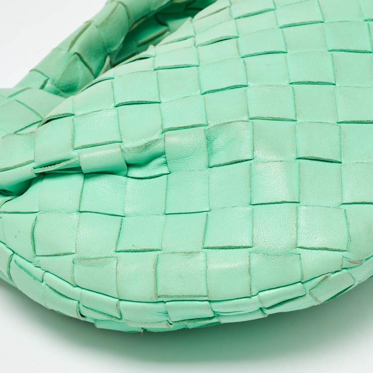 Pre Owned Bottega Veneta Light Green Leather Mini Jodie Hobo