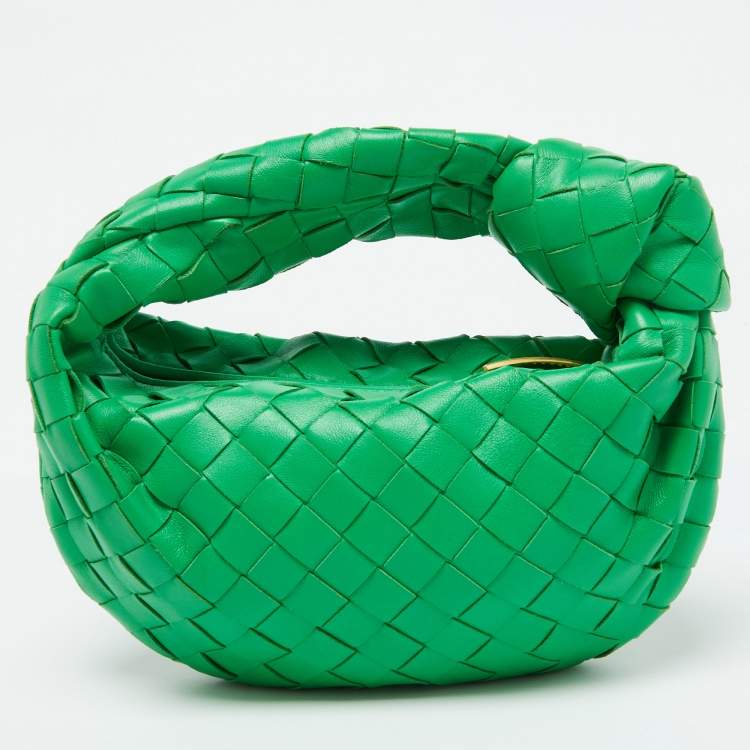 Pre Owned Bottega Veneta Green Leather Mini Jodie Hobo