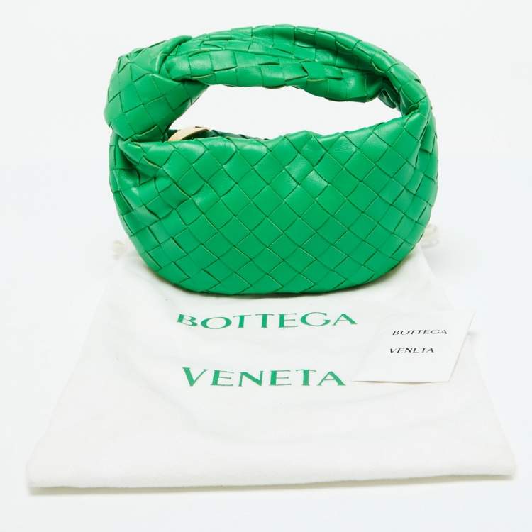 Pre Owned Bottega Veneta Green Leather Mini Jodie Hobo