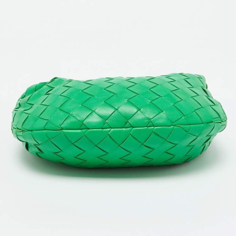 Pre Owned Bottega Veneta Green Leather Mini Jodie Hobo