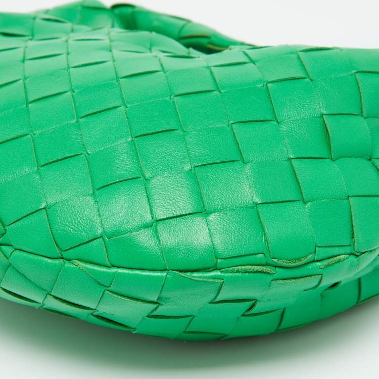 Pre Owned Bottega Veneta Green Leather Mini Jodie Hobo