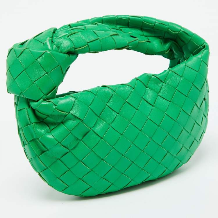 Pre Owned Bottega Veneta Green Leather Mini Jodie Hobo