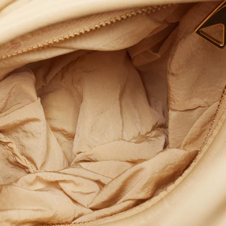 Pre Owned Bottega Veneta Beige Leather Mini Double Knot Hobo