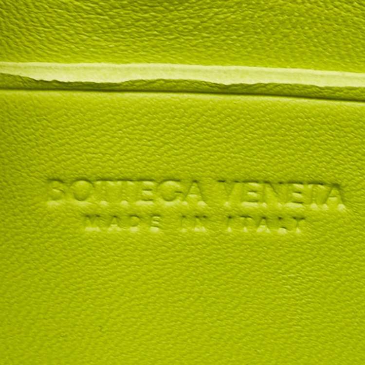 Pre Owned Bottega Veneta Neon Green Intrecciato Leather Mini Candy Cassette Crossbody Bag