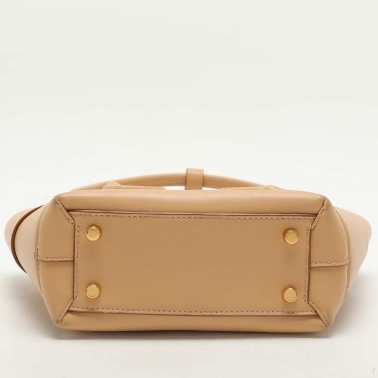 Pre Owned Bottega Veneta Beige Leather Mini Arco Top Handle Bag