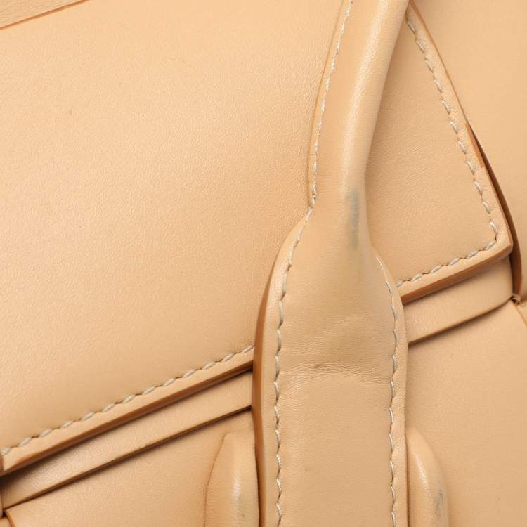 Pre Owned Bottega Veneta Beige Leather Mini Arco Top Handle Bag