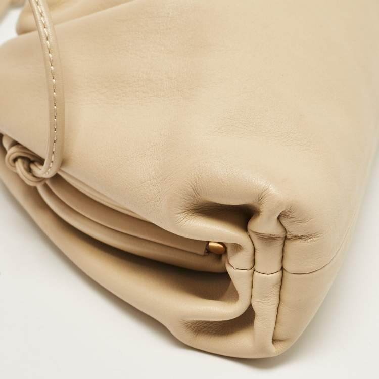 Pre Owned Bottega Veneta Cream Leather Mini The Pouch Bag