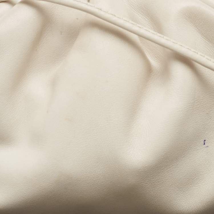 Pre Owned Bottega Veneta White Leather Mini The Pouch Bag
