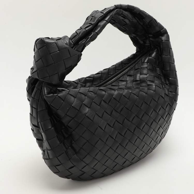 Pre Owned Bottega Veneta Black Intrecciato Leather Teen Jodie Hobo