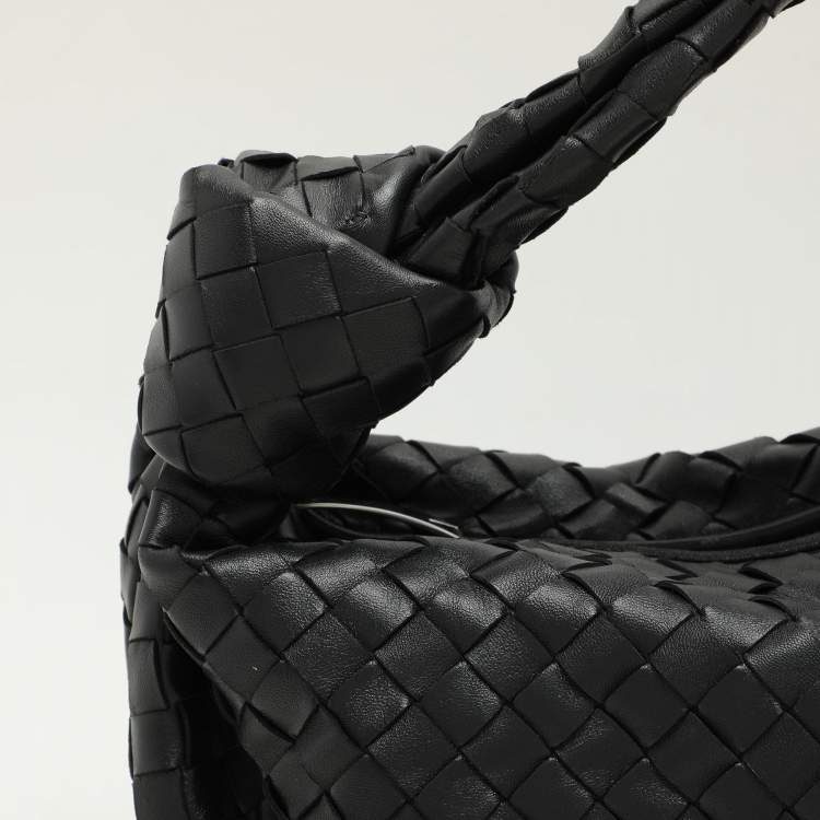 Pre Owned Bottega Veneta Black Intrecciato Leather Teen Jodie Hobo