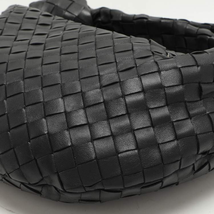 Pre Owned Bottega Veneta Black Intrecciato Leather Teen Jodie Hobo