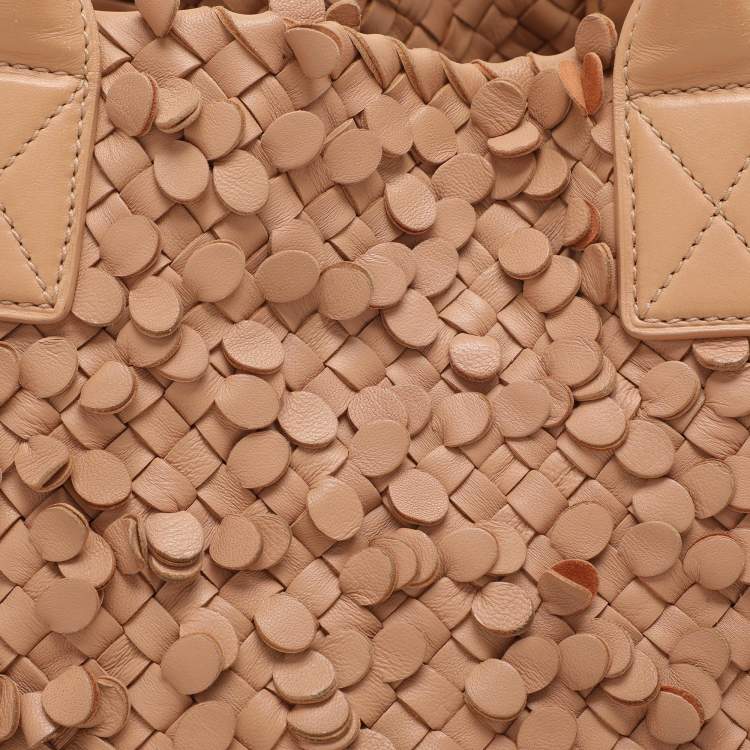 Pre Owned Bottega Veneta Peach Intrecciato Leather Limited Edition 0202/1000 Poussin Paillettes Cabat Tote