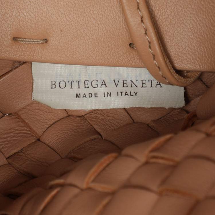 Pre Owned Bottega Veneta Peach Intrecciato Leather Limited Edition 0202/1000 Poussin Paillettes Cabat Tote