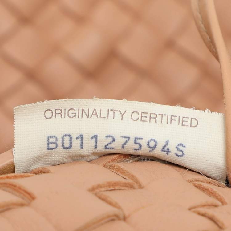 Pre Owned Bottega Veneta Peach Intrecciato Leather Limited Edition 0202/1000 Poussin Paillettes Cabat Tote