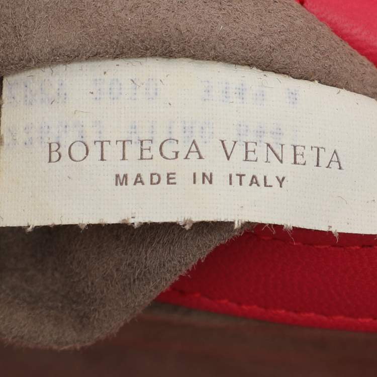 Pre Owned Bottega Veneta Red Intrecciato Karung Leather Clutch