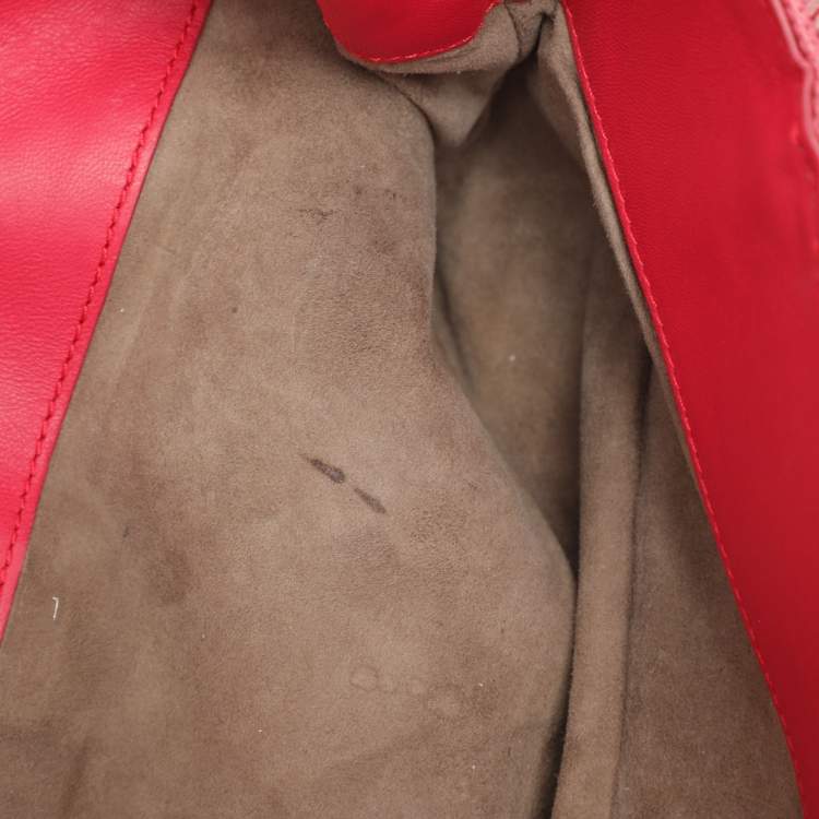 Pre Owned Bottega Veneta Red Intrecciato Karung Leather Clutch