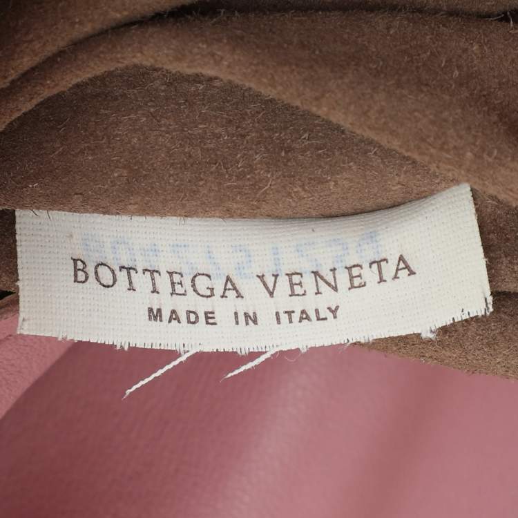 Pre Owned Bottega Veneta Pink Intrecciato Leather Medium Olimpia Flap Shoulder Bag