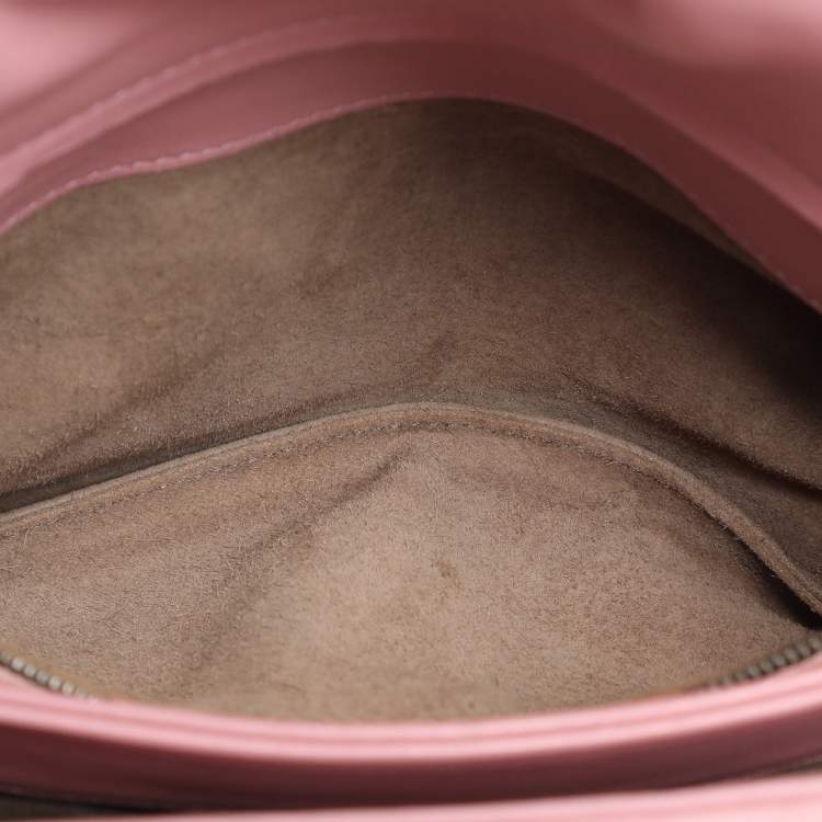 Pre Owned Bottega Veneta Pink Intrecciato Leather Medium Olimpia Flap Shoulder Bag