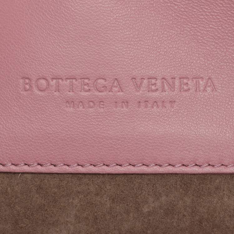 Pre Owned Bottega Veneta Pink Intrecciato Leather Medium Olimpia Flap Shoulder Bag
