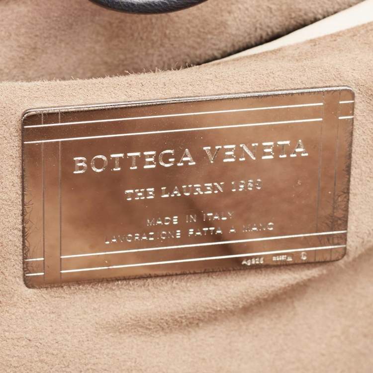 Pre Owned Bottega Veneta Off White/Black Intrecciato Leather Lauren 1980 Clutch