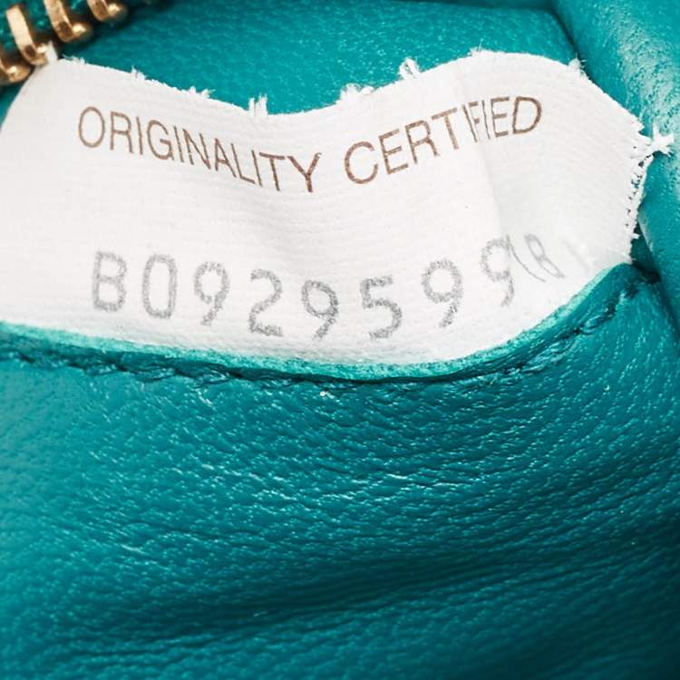 Pre Owned Bottega Veneta Teal Green Leather Padded Chain Cassette Top Handle Bag