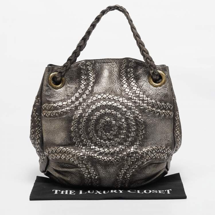 Pre Owned Bottega Veneta Metallic Leather Illusion Hobo