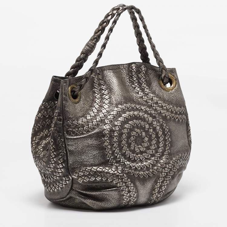 Pre Owned Bottega Veneta Metallic Leather Illusion Hobo