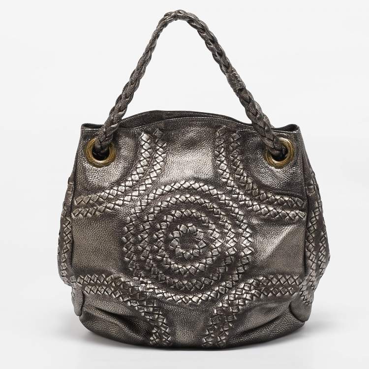 Pre Owned Bottega Veneta Metallic Leather Illusion Hobo